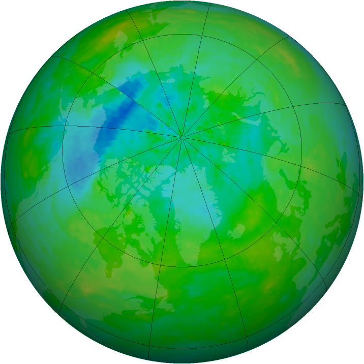 Arctic ozone map for 13 August 1990
